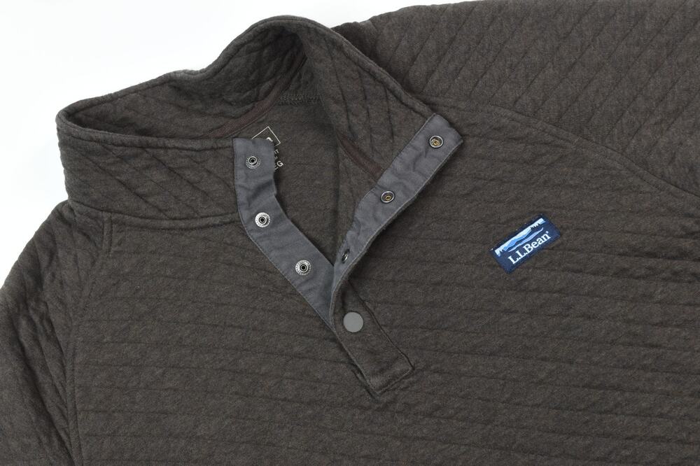 L.L. Bean Quilted Sweatshirt Mens 2XL Brown Long Sleeve Pullover Traditional Fit